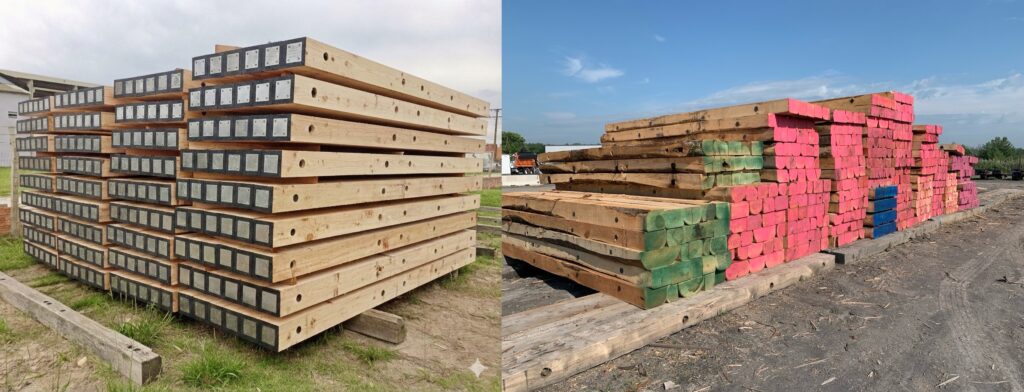 The ideal and the real: Typical mixed hardwood mats have different geometry, species, grades and strength.